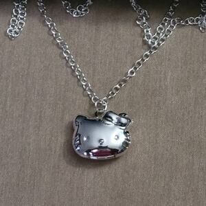 Hello Kitty locket silver tone necklace
